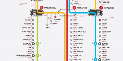 Podmiejskie linii Dżakarta mapie