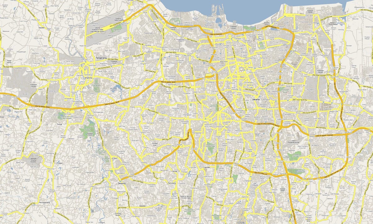 mapa Dżakarta drodze