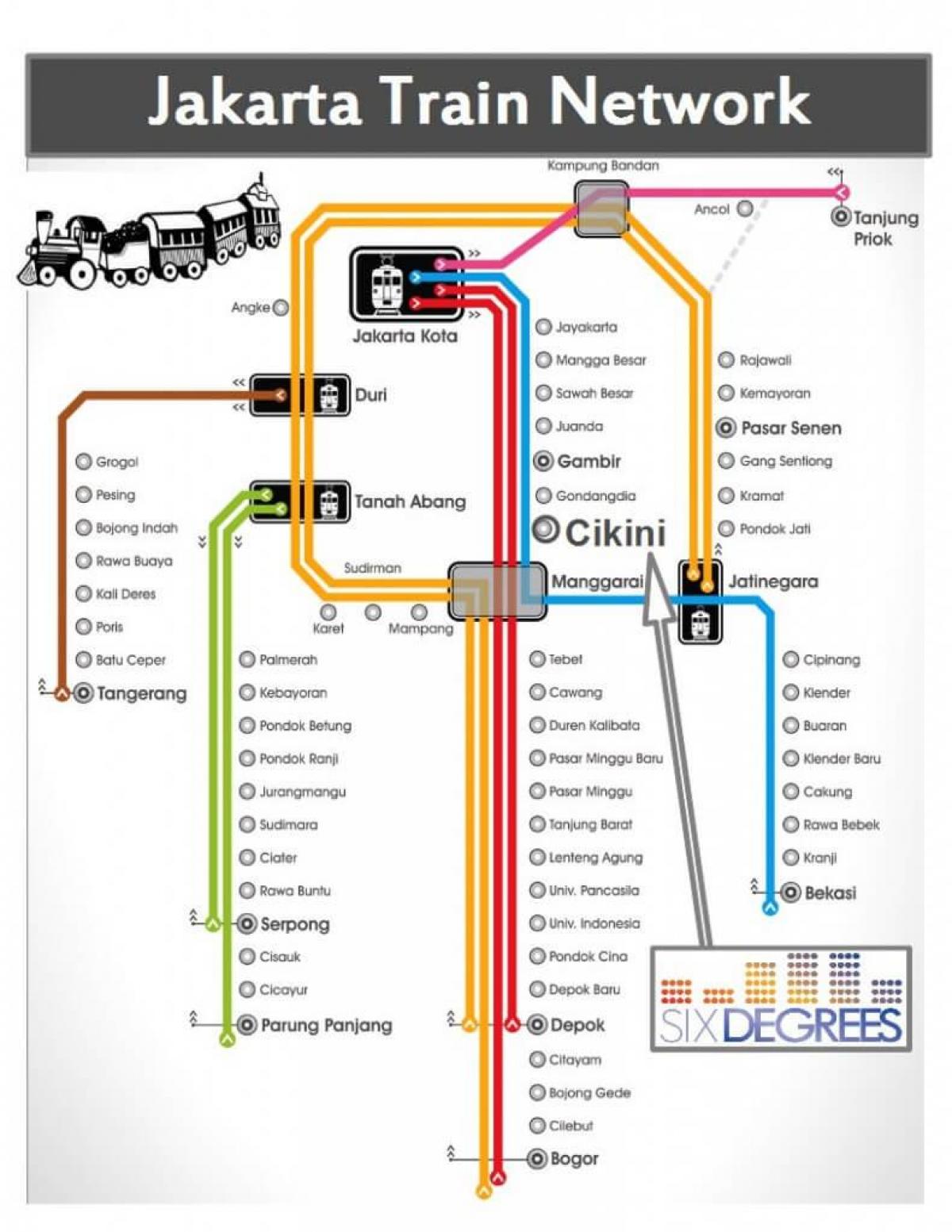 mapa dworca kolejowego w Dżakarta 