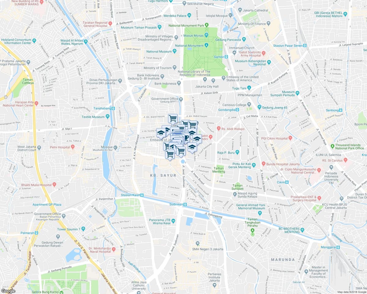 mapa Jakarta Dżakarta