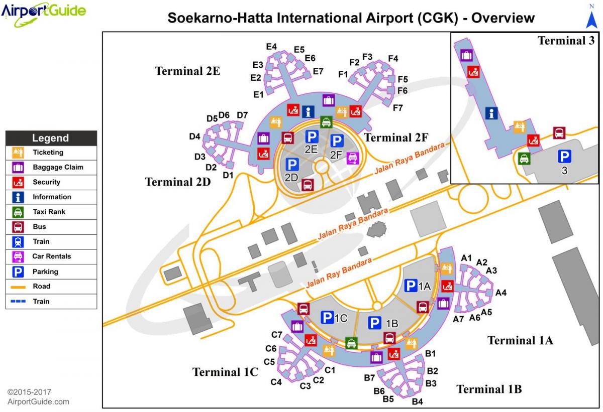 międzynarodowego lotniska Soekarno-Hatta mapie