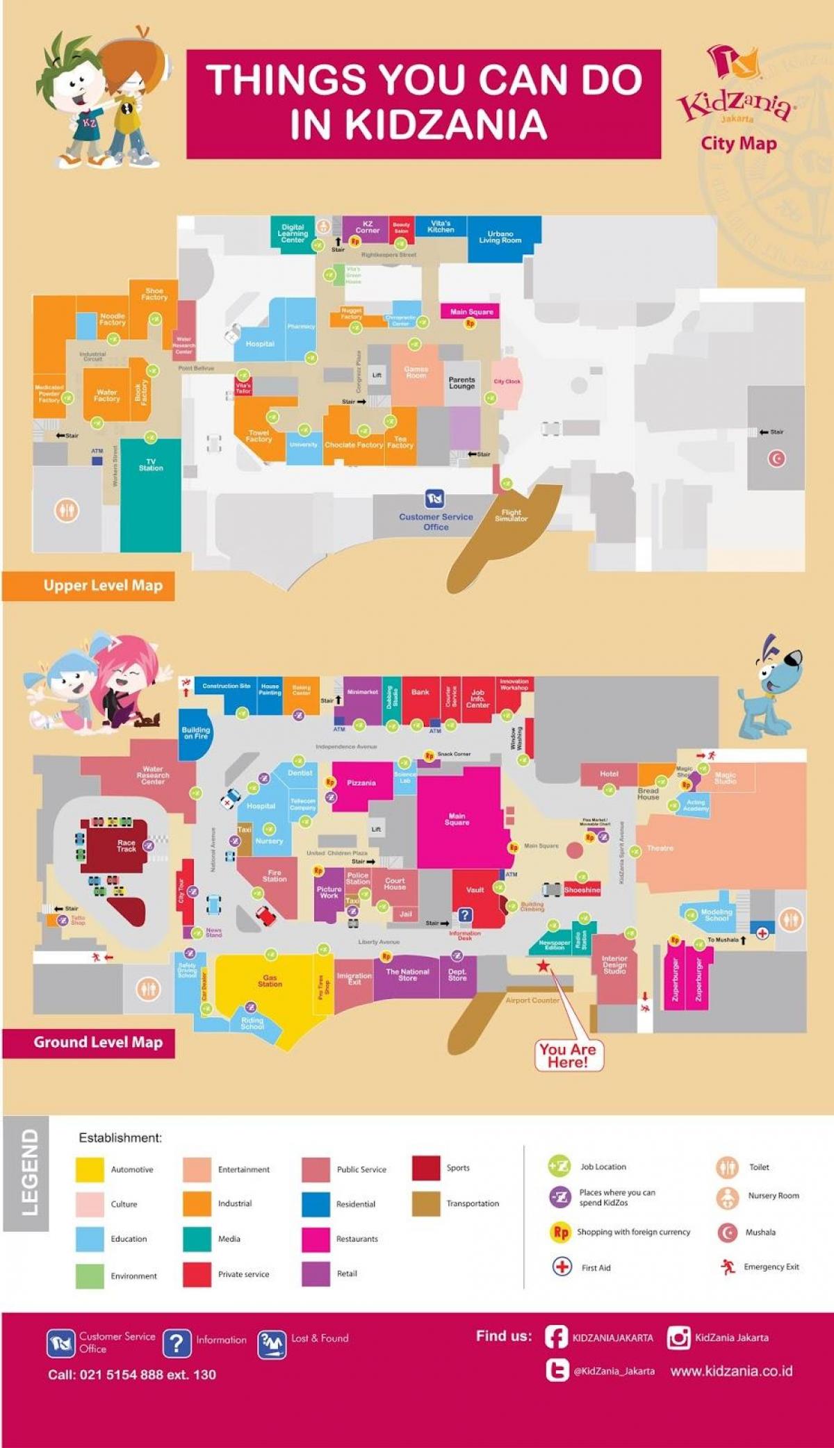 mapa centrum rozrywki kidzania Dżakarta